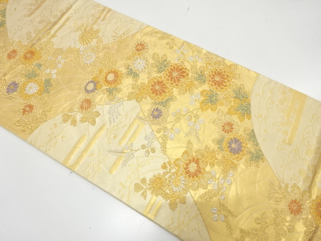 JAPANESE FUKURO OBI / WOVEN AUTUMN FLOWERS